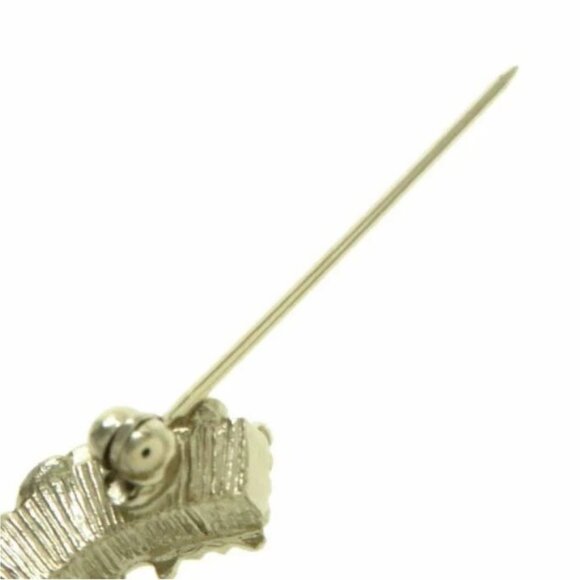 CHANEL Black CC Logo Wave Brooch Gold Tone B13C Pin Auth - Picture 6 of 8